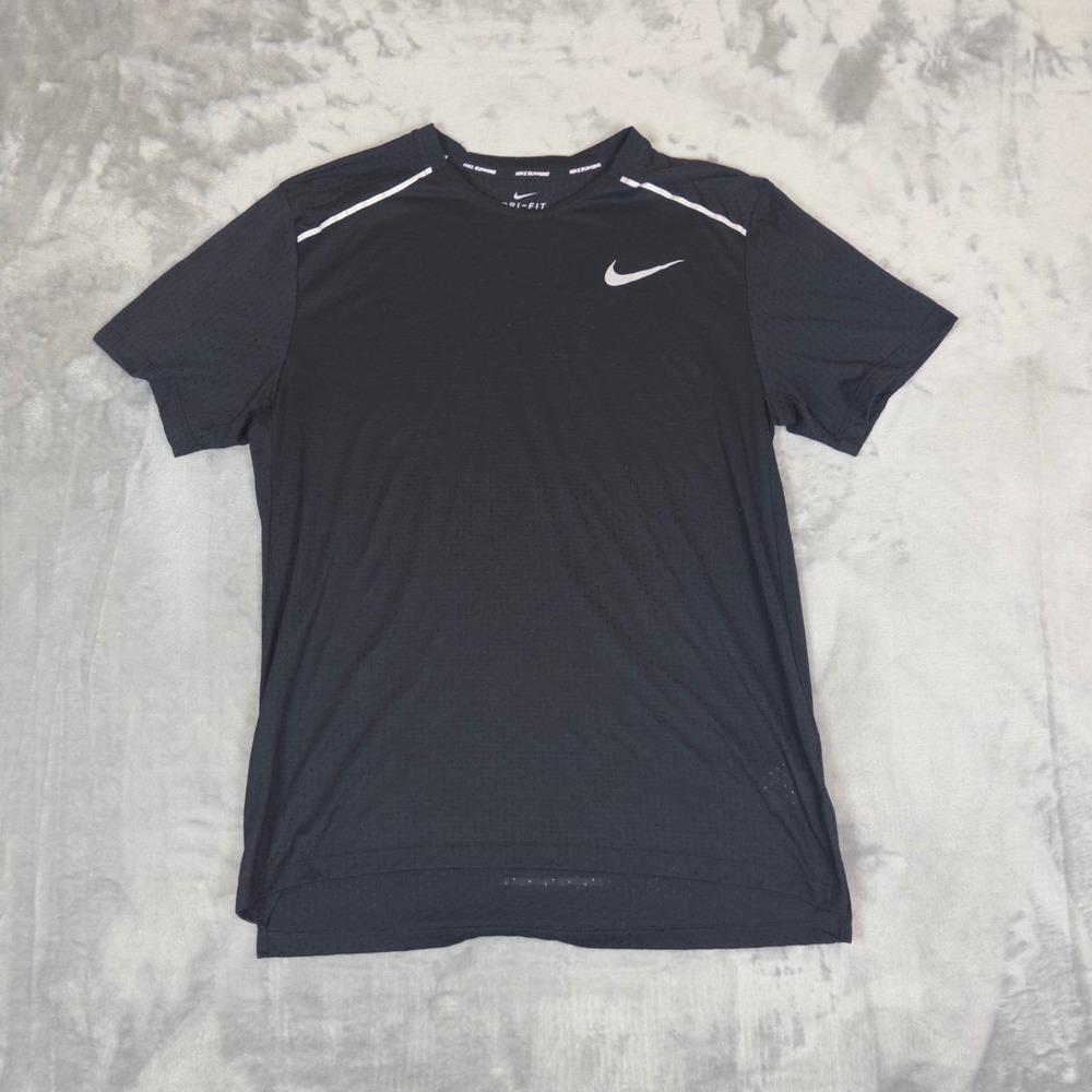 Nike Rise 365 Running Shirt Mens Medium Black Dri-FIT Mesh Reflective CT7749-010